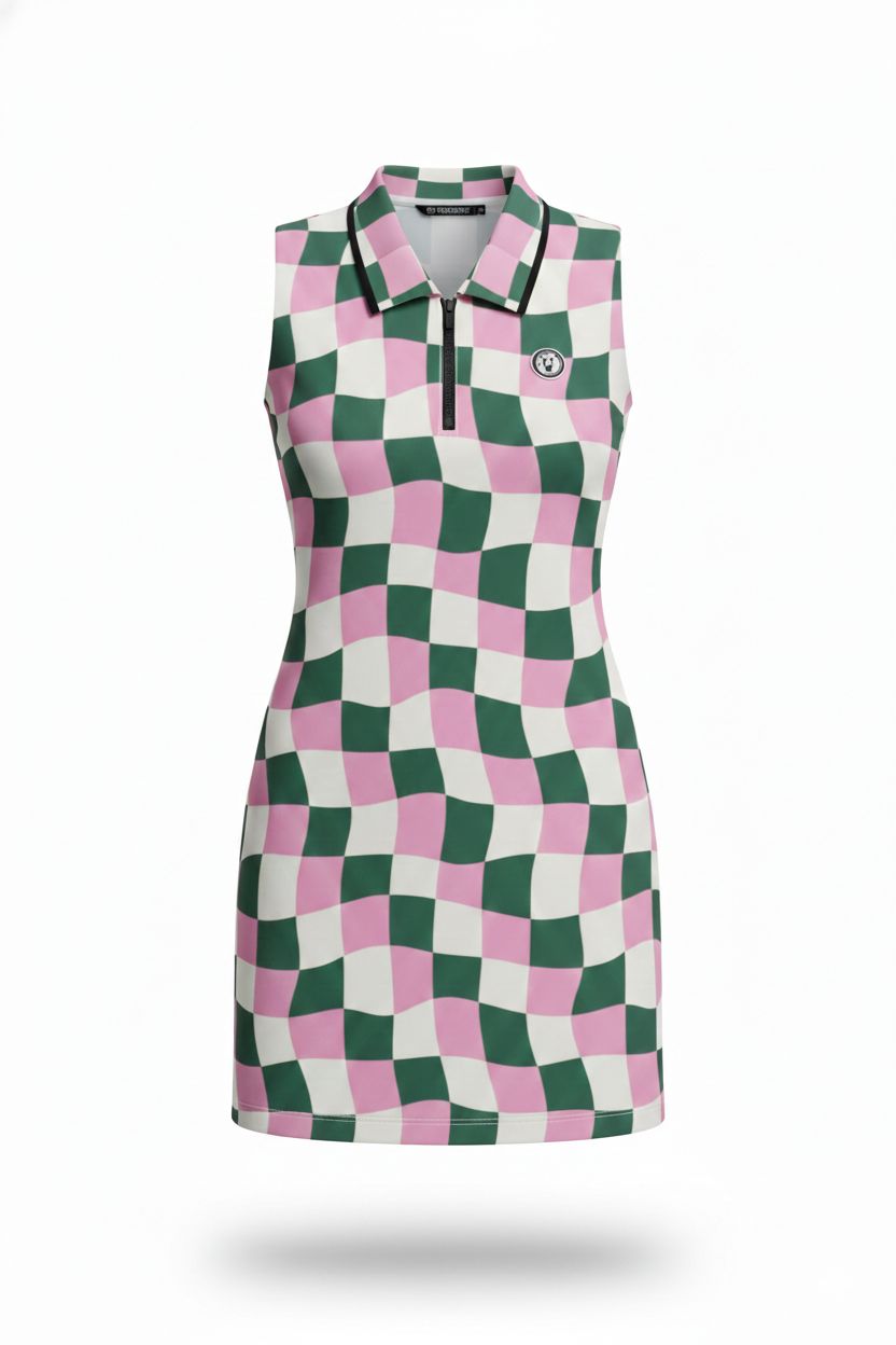 green and white midi dress with sleeves Green Gingham Strapless Mini Dress - Taryn main image 1