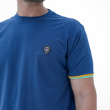 NAVY CUFF MUSTARD/MINT RIBBED CREW NECK