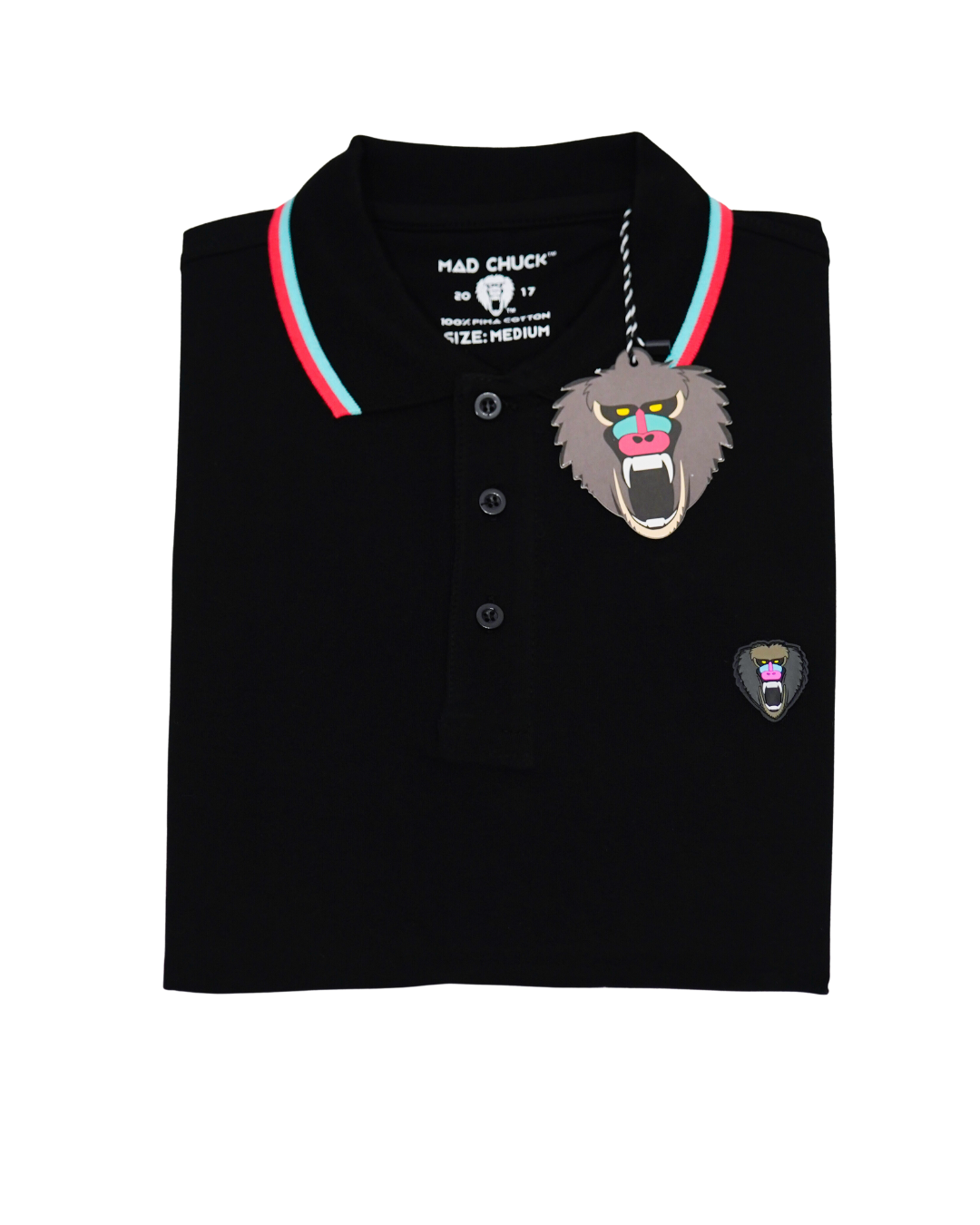 BLACK POLO WITH NEW RUBBER PATCH - Mad Chuck™