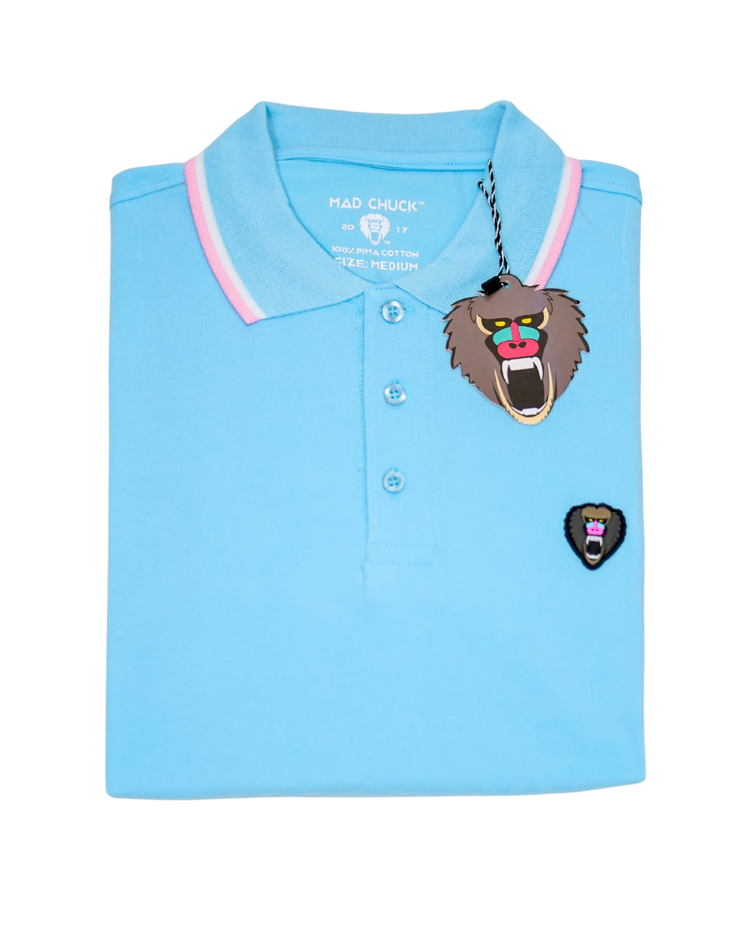 LIGHT BLUE POLO WITH NEW RUBBER PATCH - Mad Chuck™