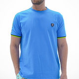 ELECTRIC BLUE CUFF BLACK/YELLOW RIBBED CREW NECK