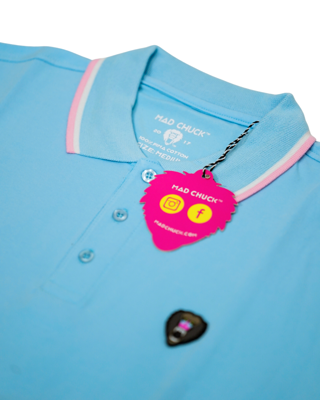 LIGHT BLUE POLO WITH NEW RUBBER PATCH - Mad Chuck™