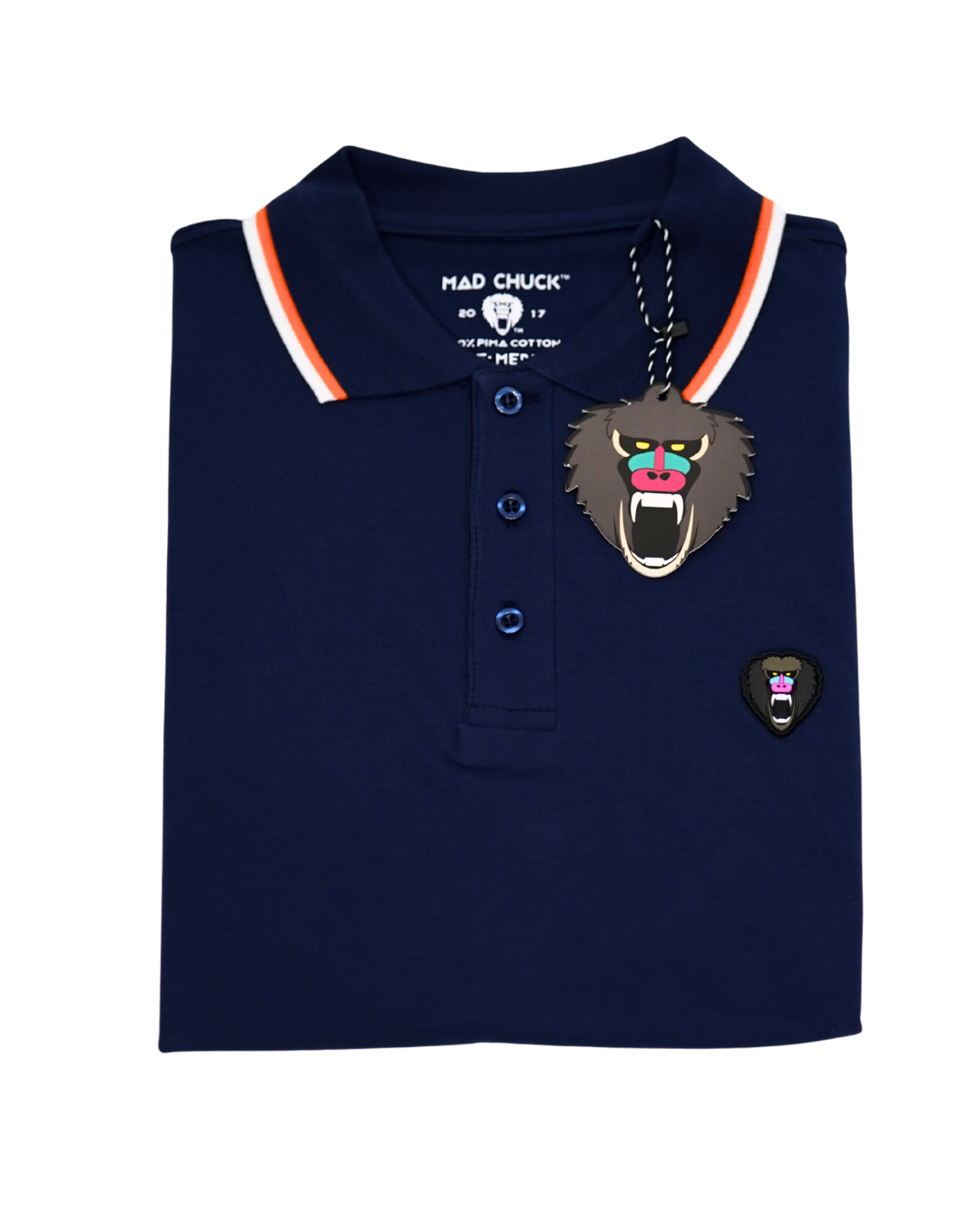 NAVY POLO WITH NEW RUBBER PATCH - Mad Chuck™