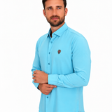 CAMISA MANGA LARGA LISA AZUL CLARO 66