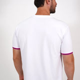WHITE CUFF PINK/BLACK RIBBED CREW NECK
