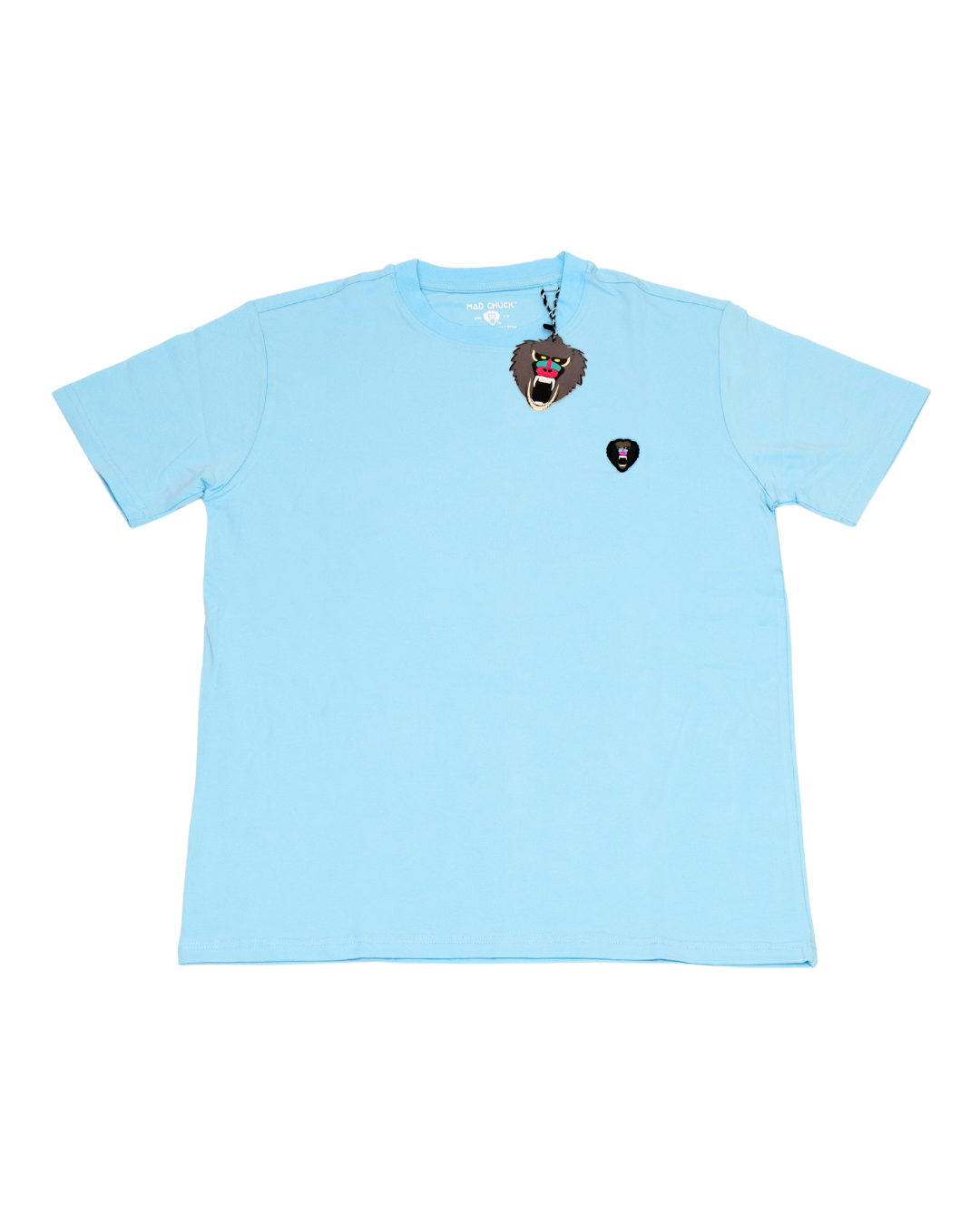 LIGHT BLUE CREW NECK T SHIRT NEW RUBBER PATCH - Mad Chuck™