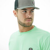 CUELLO REDONDO AZUL/NARANJA CON PUÑO ACANALADO MENTA