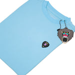 LIGHT BLUE CREW NECK T SHIRT NEW RUBBER PATCH - Mad Chuck™