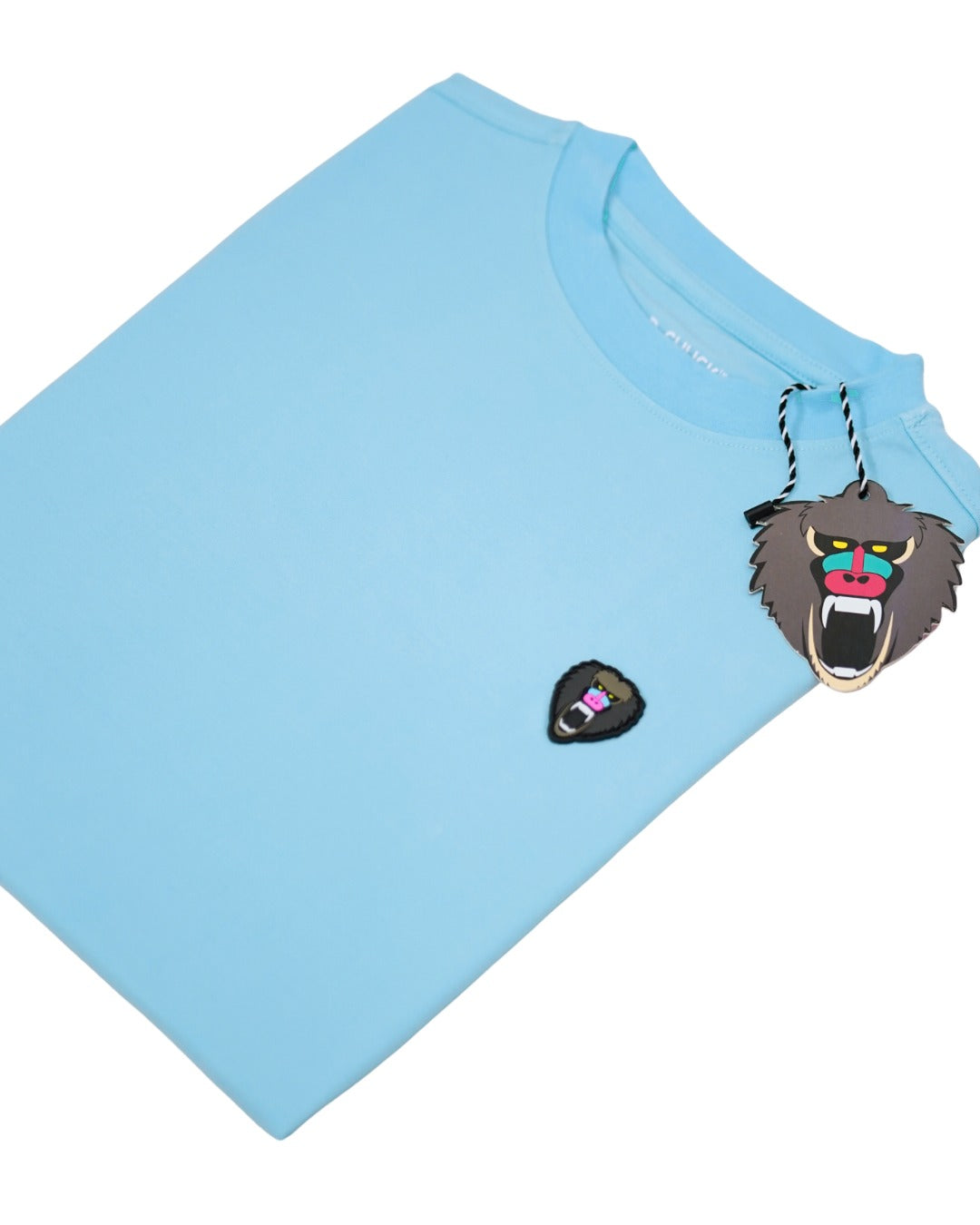 LIGHT BLUE CREW NECK T SHIRT NEW RUBBER PATCH - Mad Chuck™