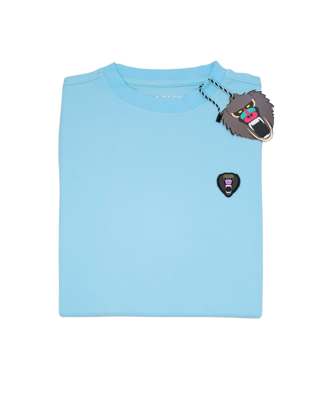 LIGHT BLUE CREW NECK T SHIRT NEW RUBBER PATCH - Mad Chuck™
