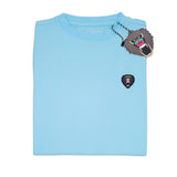 LIGHT BLUE CREW NECK T SHIRT NEW RUBBER PATCH - Mad Chuck™