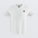 WHITE EMBROIDERED 17 V NECK