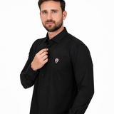 CAMISA LISA DE MANGA LARGA NEGRA